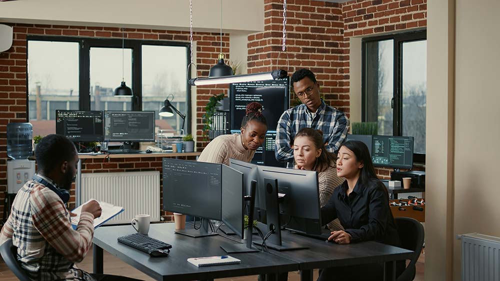 People working together in an office workspace
